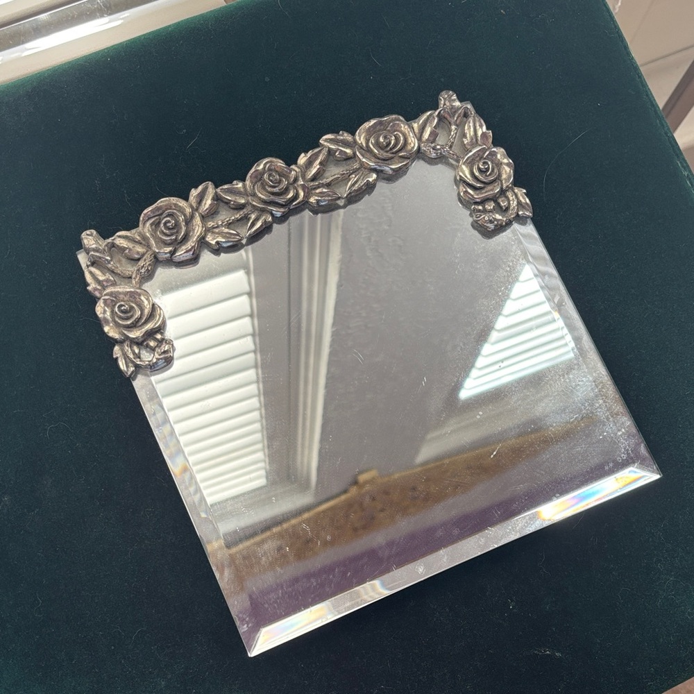 Vintage Silver Floral Mirror